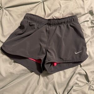 Nike Women's Charcoal and Pink Athletic Shorts